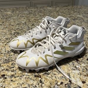 adidas Freak Spark Mid "White/Metallic Gold" Men's Football Cleat Size 8